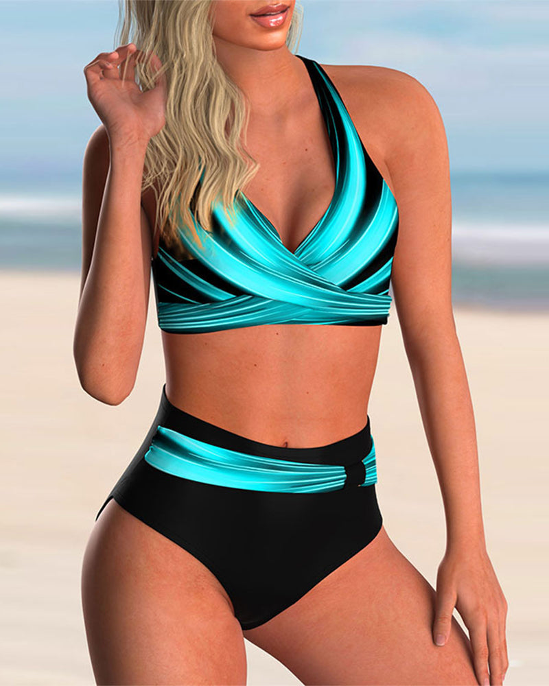 Ocean Muse | Halter Neck Printed Bikini Set