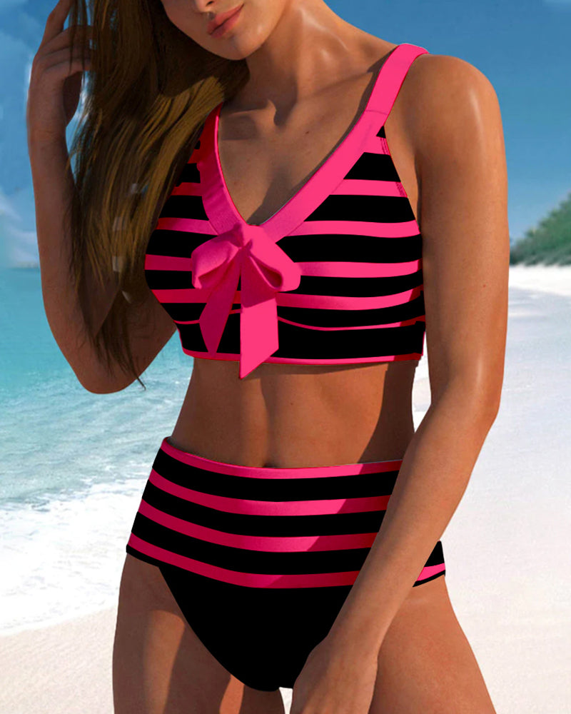 Island Glow | High-waisted striped bikini
