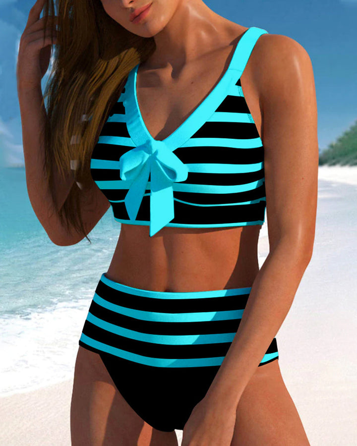 Island Glow | High-waisted striped bikini