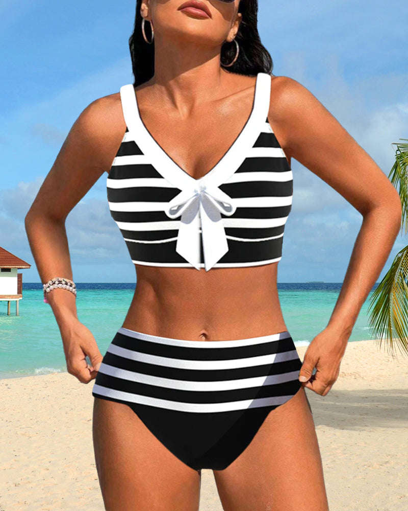 Island Glow | High-waisted striped bikini