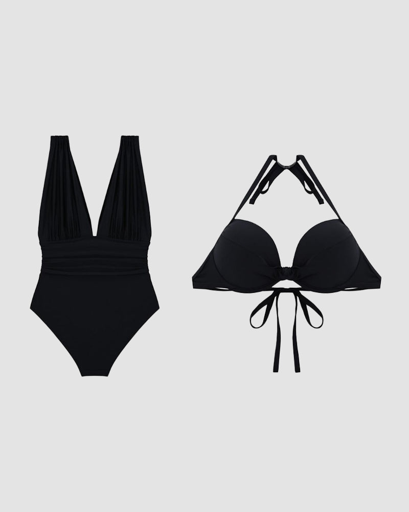 Sun Goddess | Luxury shaping swimsuit with deep V neckline