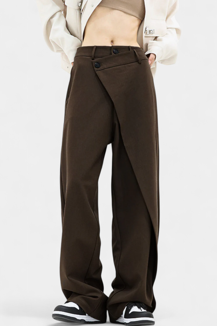 Paloma | Pantalones Rectos con Drapado Moderno