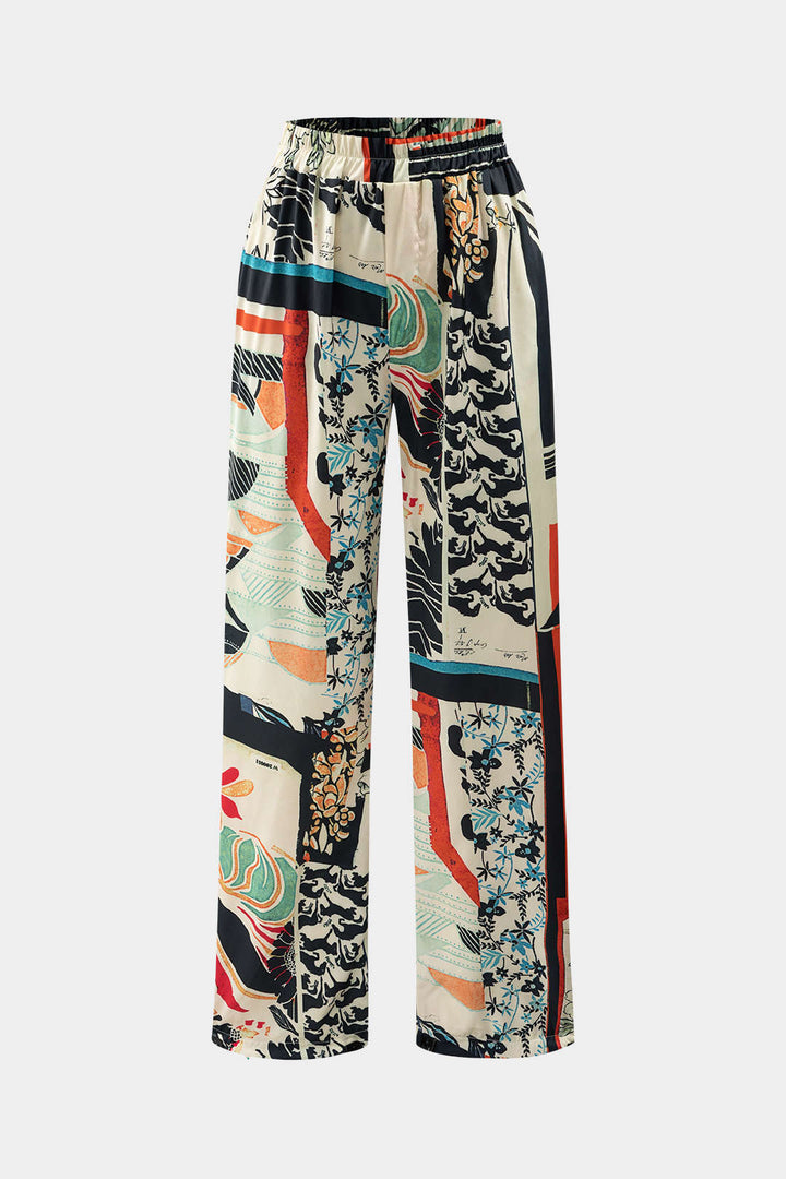 Arce | Pantalones Rectos de Cintura Alta con Estampado Floral