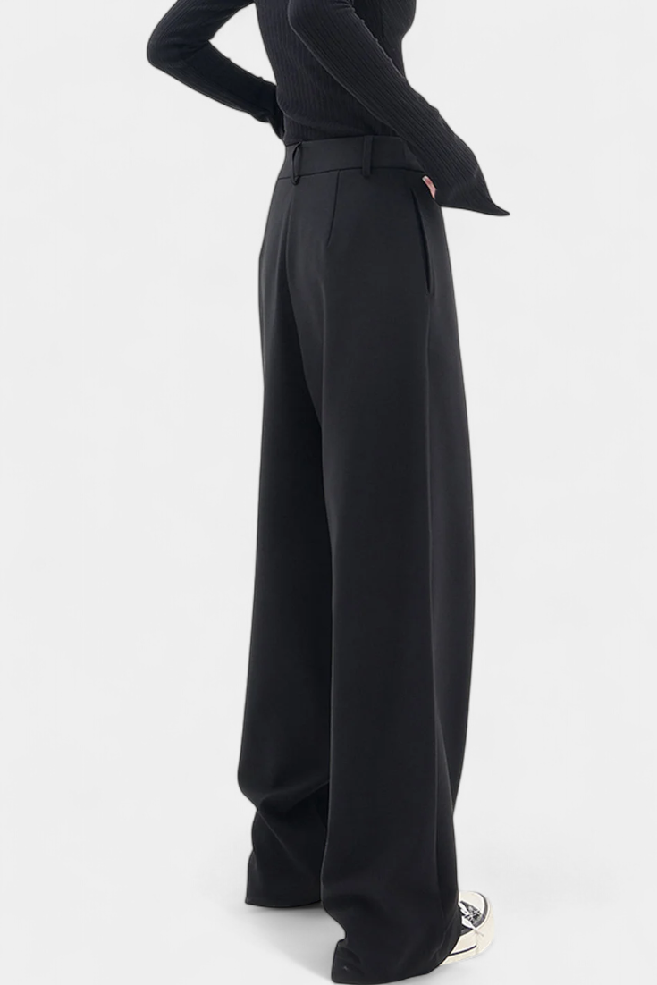 Paloma | Pantalones Rectos con Drapado Moderno