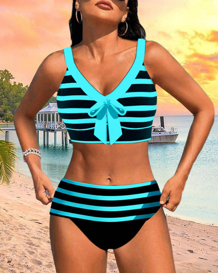 Island Glow | High-waisted striped bikini