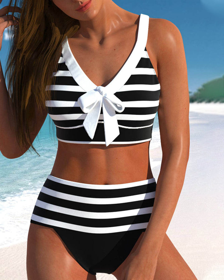 Island Glow | High-waisted striped bikini
