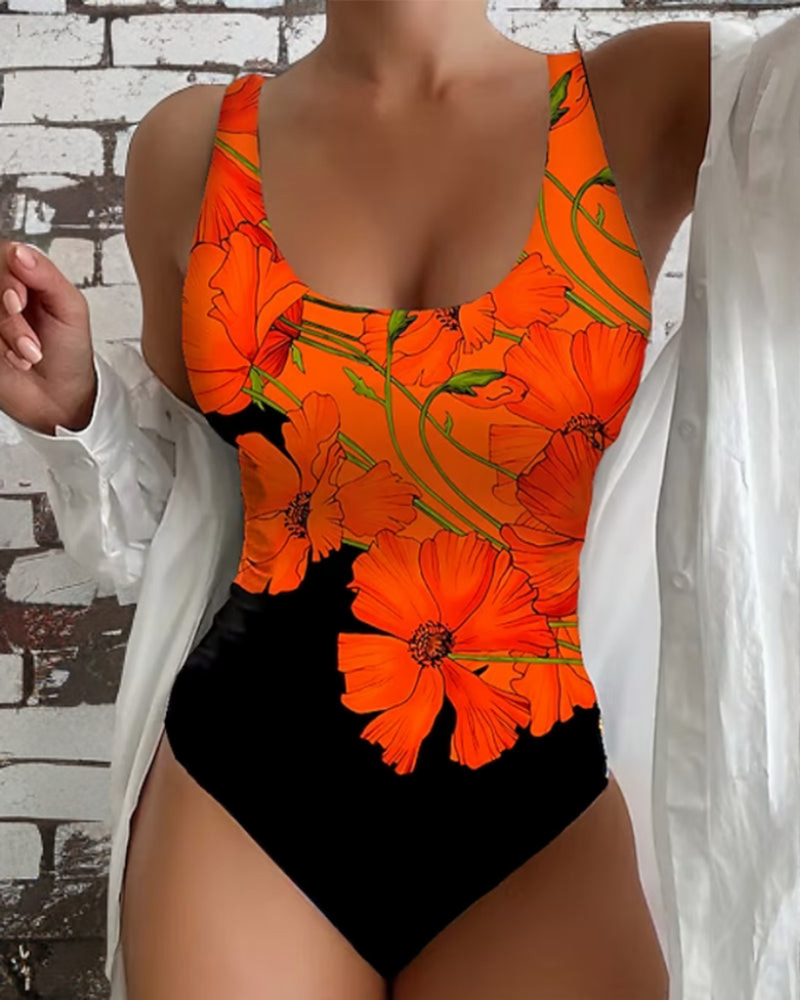 Coastal Glow | Elegant one-piece swimsuit with floral print