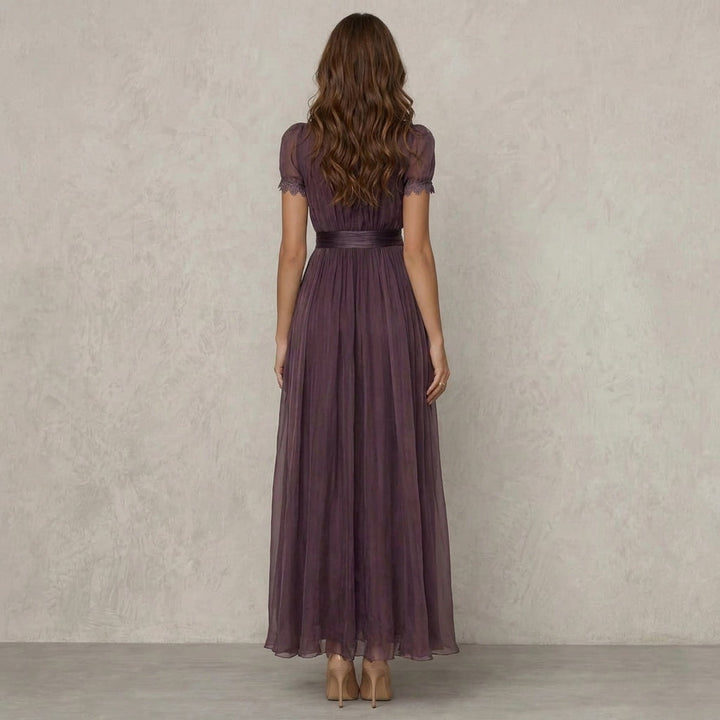 Flavia | Vestido largo cuello con encaje