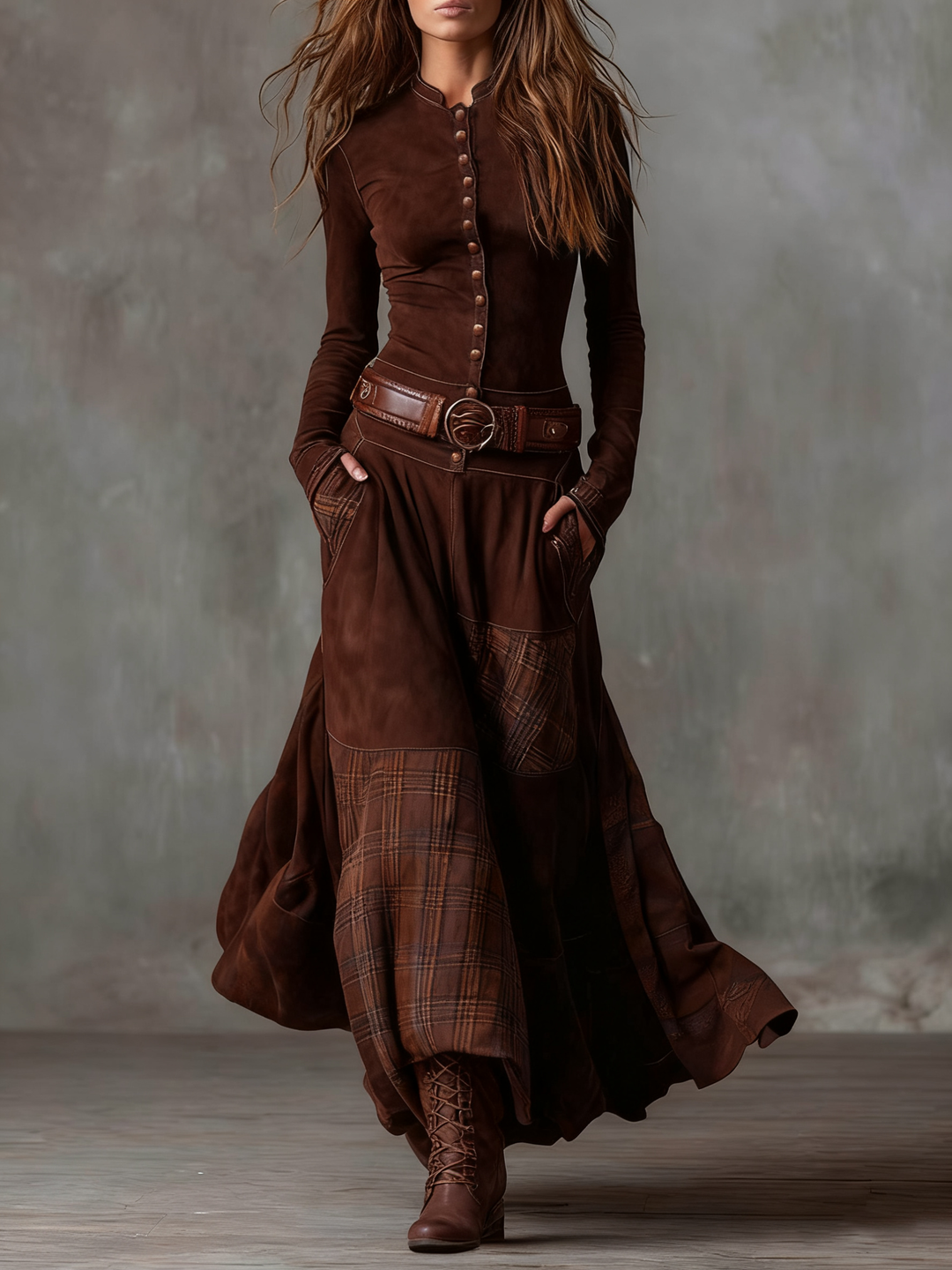 Michelle | Vestido maxi de ante