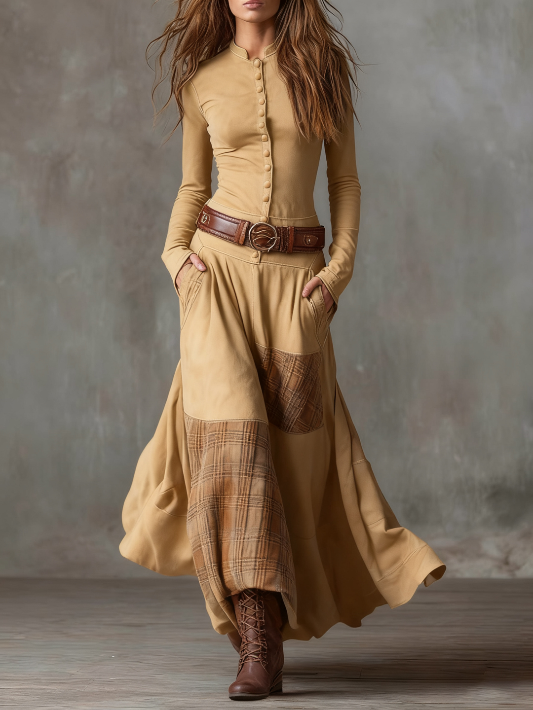 Michelle | Vestido maxi de ante