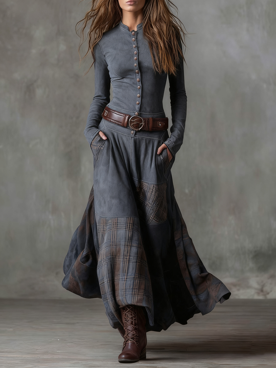 Michelle | Vestido maxi de ante