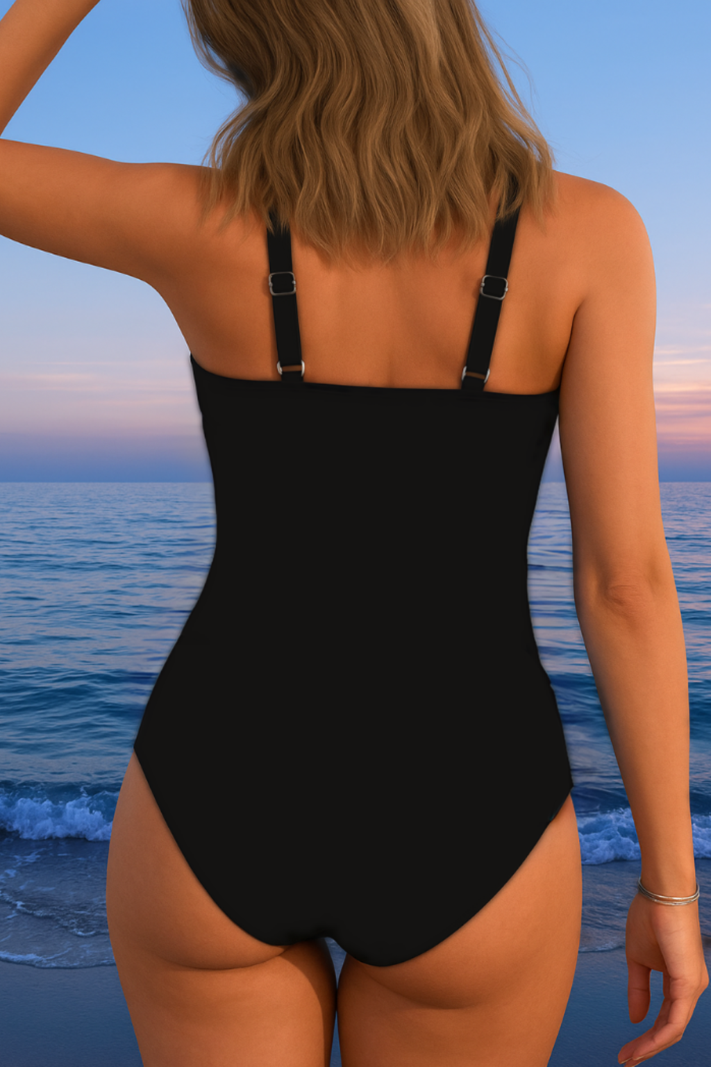 Aqua Queen | Luxury swimsuit with cross neckline and multicolor print