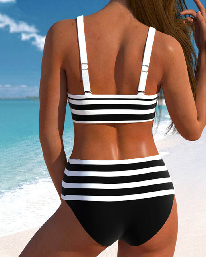 Island Glow | High-waisted striped bikini